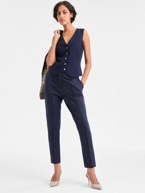 $79 Tahari ASL Women's Stretch Crepe Button-Front Vest Size 18
